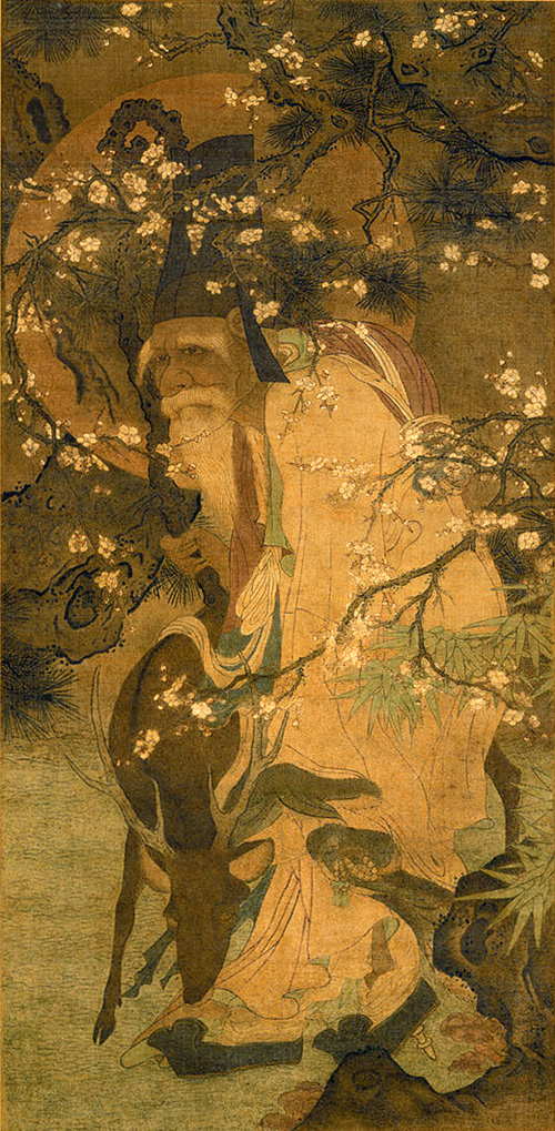  jurojin beneath a plum tree